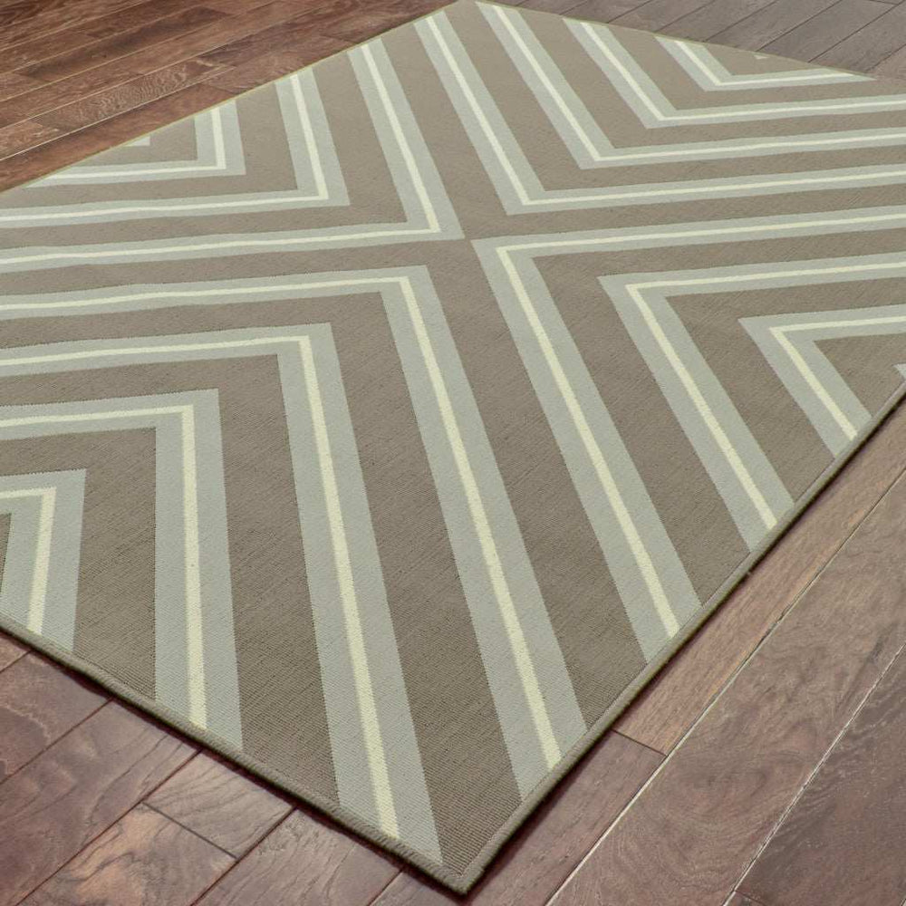 9' X 13' Blue and Gray Geometric Stain Resistant Indoor Outdoor Area Rug - Homeroots - Flyclothing LLC