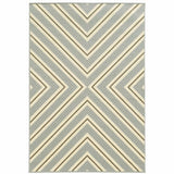 9' X 13' Gray and Ivory Geometric Stain Resistant Indoor Outdoor Area Rug - Homeroots - Flyclothing LLC