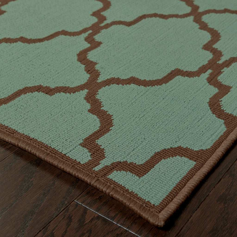 9' X 13' Blue Geometric Stain Resistant Indoor Outdoor Area Rug - Homeroots - Flyclothing LLC