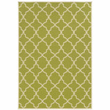 9' X 13' Green and Ivory Geometric Stain Resistant Indoor Outdoor Area Rug - Homeroots - Flyclothing LLC