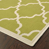 9' X 13' Green and Ivory Geometric Stain Resistant Indoor Outdoor Area Rug - Homeroots - Flyclothing LLC