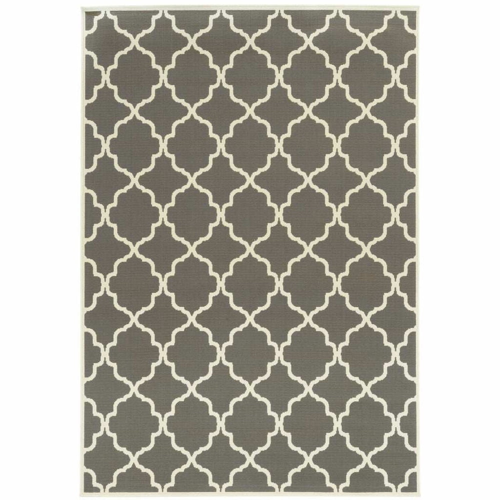 9' X 13' Charcoal Geometric Stain Resistant Indoor Outdoor Area Rug - Homeroots - Flyclothing LLC