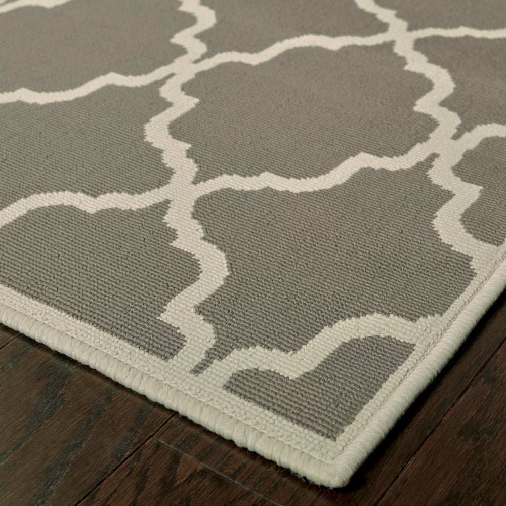 9' X 13' Charcoal Geometric Stain Resistant Indoor Outdoor Area Rug - Homeroots - Flyclothing LLC