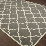9' X 13' Charcoal Geometric Stain Resistant Indoor Outdoor Area Rug - Homeroots - Flyclothing LLC