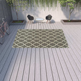 9' X 13' Charcoal Geometric Stain Resistant Indoor Outdoor Area Rug - Homeroots - Flyclothing LLC