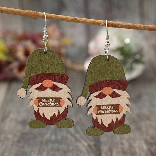 Wooden Gnome Dangle Earrings - Trendsi - Flyclothing LLC