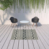 5' X 7' Blue and Beige Geometric Stain Resistant Indoor Outdoor Area Rug - Homeroots - Flyclothing LLC