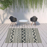 8' X 10' Blue and Beige Geometric Stain Resistant Indoor Outdoor Area Rug - Homeroots - Flyclothing LLC