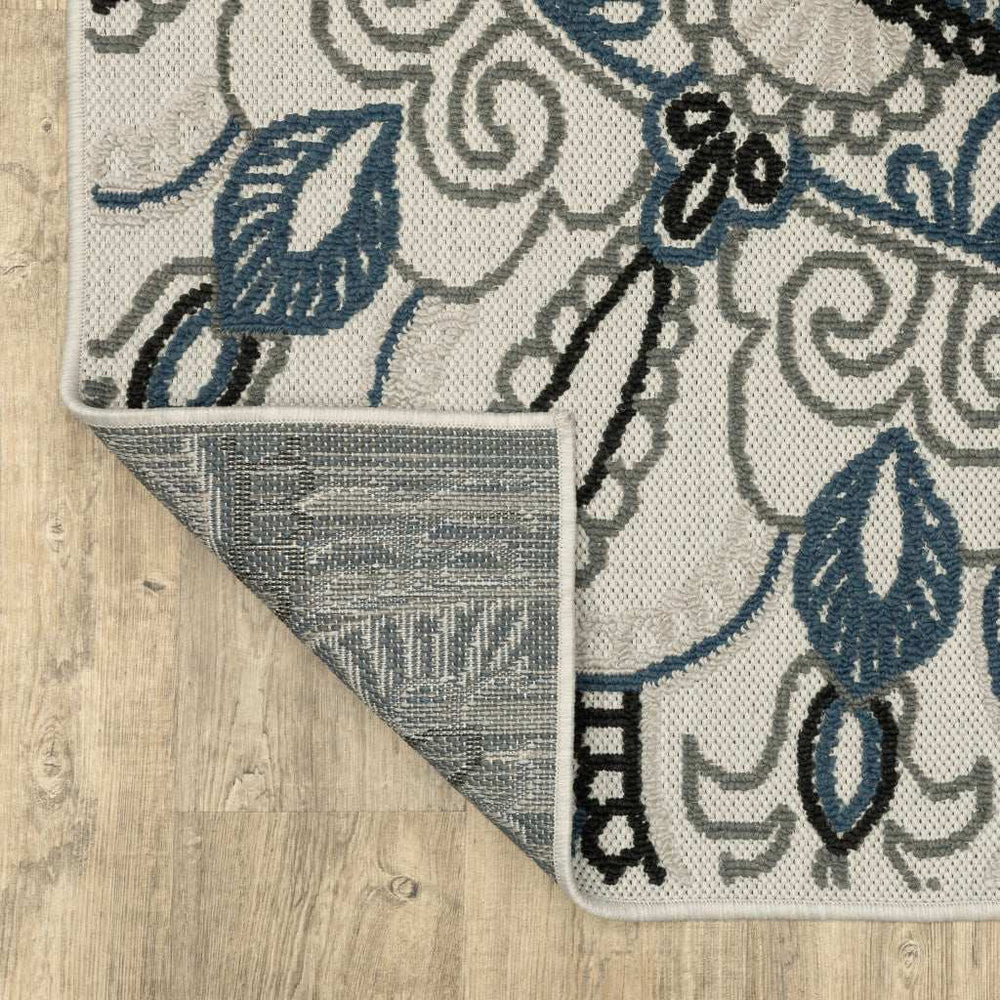 2' X 7' Blue and Beige Geometric Stain Resistant Indoor Outdoor Area Rug - Homeroots - Flyclothing LLC