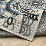 2' X 7' Blue and Beige Geometric Stain Resistant Indoor Outdoor Area Rug - Homeroots - Flyclothing LLC