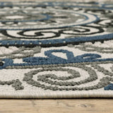 7' X 9' Blue and Beige Geometric Stain Resistant Indoor Outdoor Area Rug - Homeroots - Flyclothing LLC