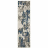 2' X 7' Blue and Beige Abstract Stain Resistant Indoor Outdoor Area Rug - Homeroots - Flyclothing LLC