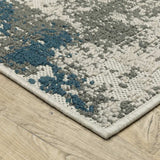 2' X 7' Blue and Beige Abstract Stain Resistant Indoor Outdoor Area Rug - Homeroots - Flyclothing LLC
