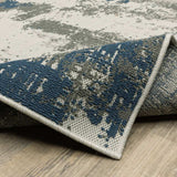 2' X 7' Blue and Beige Abstract Stain Resistant Indoor Outdoor Area Rug - Homeroots - Flyclothing LLC