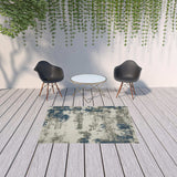 5' X 7' Blue and Beige Abstract Stain Resistant Indoor Outdoor Area Rug - Homeroots - Flyclothing LLC