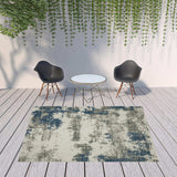 8' X 10' Blue and Beige Abstract Stain Resistant Indoor Outdoor Area Rug - Homeroots - Flyclothing LLC