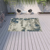 10' X 13' Blue and Beige Abstract Stain Resistant Indoor Outdoor Area Rug - Homeroots - Flyclothing LLC