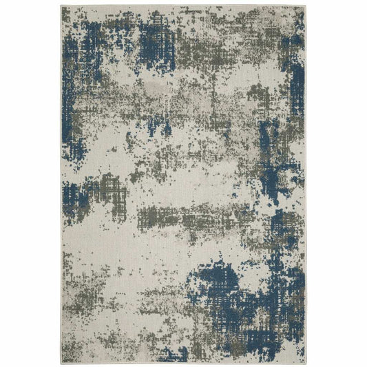 10' X 13' Blue and Beige Abstract Stain Resistant Indoor Outdoor Area Rug - Homeroots - Flyclothing LLC