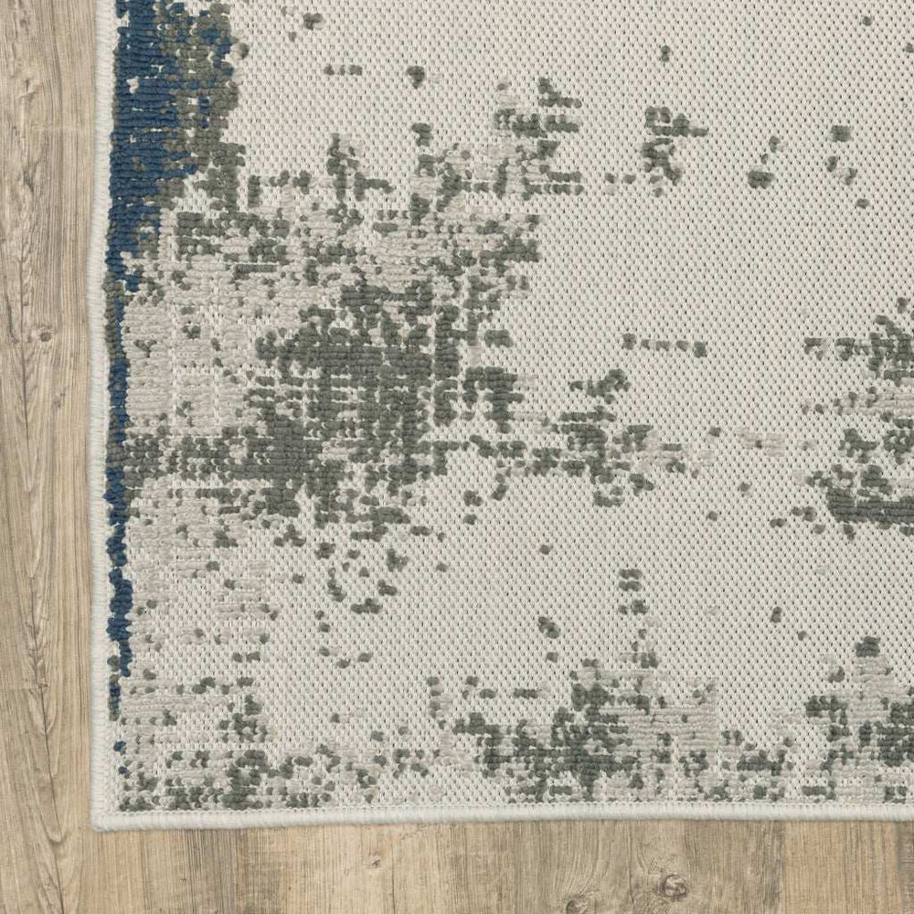 10' X 13' Blue and Beige Abstract Stain Resistant Indoor Outdoor Area Rug - Homeroots - Flyclothing LLC