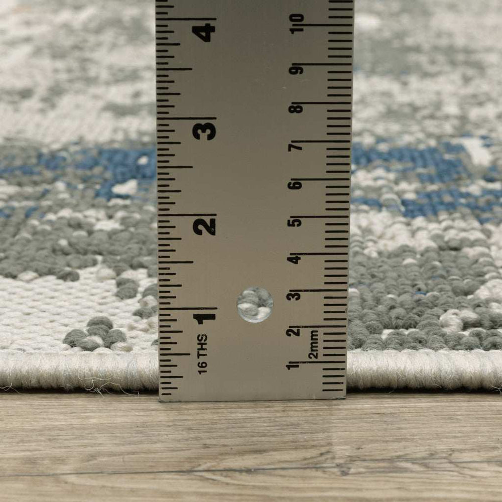 10' X 13' Blue and Beige Abstract Stain Resistant Indoor Outdoor Area Rug - Homeroots - Flyclothing LLC