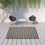 7' X 9' Beige and Black Geometric Stain Resistant Indoor Outdoor Area Rug - Homeroots - Flyclothing LLC