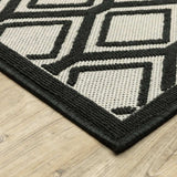7' X 9' Beige and Black Geometric Stain Resistant Indoor Outdoor Area Rug - Homeroots - Flyclothing LLC