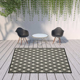 8' X 10' Beige and Black Geometric Stain Resistant Indoor Outdoor Area Rug - Homeroots - Flyclothing LLC
