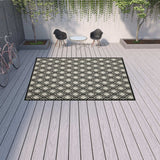 10' X 13' Beige and Black Geometric Stain Resistant Indoor Outdoor Area Rug - Homeroots - Flyclothing LLC