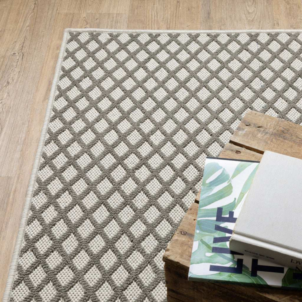 2' X 7' Beige Geometric Stain Resistant Indoor Outdoor Area Rug - Homeroots - Flyclothing LLC