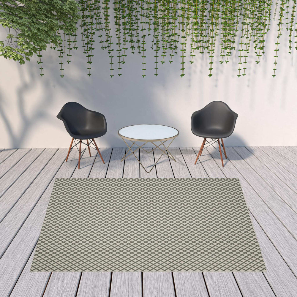 8' X 10' Beige Geometric Stain Resistant Indoor Outdoor Area Rug - Homeroots - Flyclothing LLC