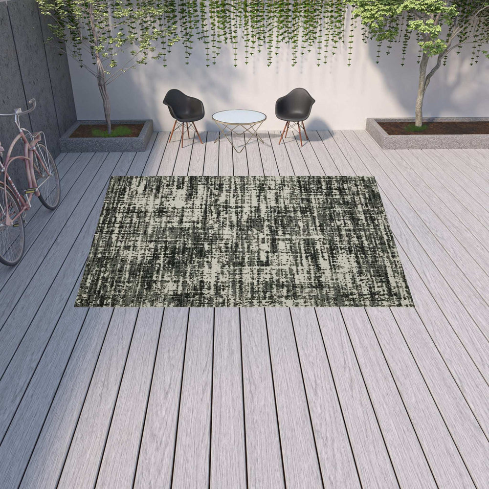 10' X 13' Beige and Black Abstract Stain Resistant Indoor Outdoor Area Rug - Homeroots - Flyclothing LLC