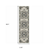 2' X 7' Blue and Beige Oriental Stain Resistant Indoor Outdoor Area Rug - Homeroots - Flyclothing LLC