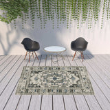 7' X 9' Blue and Beige Oriental Stain Resistant Indoor Outdoor Area Rug - Homeroots - Flyclothing LLC
