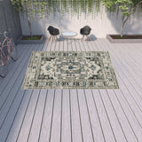 10' X 13' Blue and Beige Oriental Stain Resistant Indoor Outdoor Area Rug - Homeroots - Flyclothing LLC