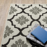 2' X 7' Beige and Black Geometric Stain Resistant Indoor Outdoor Area Rug - Homeroots - Flyclothing LLC
