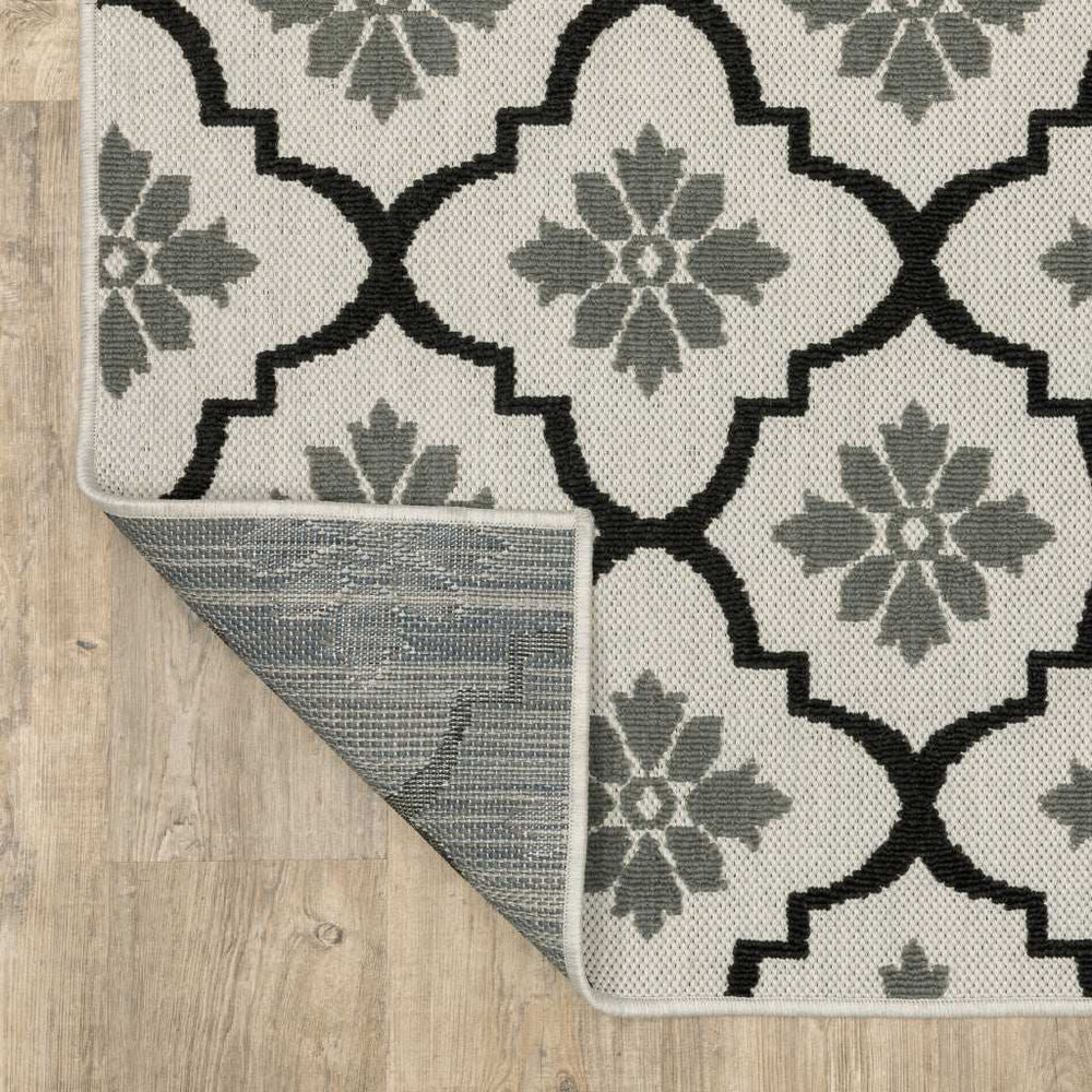 2' X 7' Beige and Black Geometric Stain Resistant Indoor Outdoor Area Rug - Homeroots - Flyclothing LLC