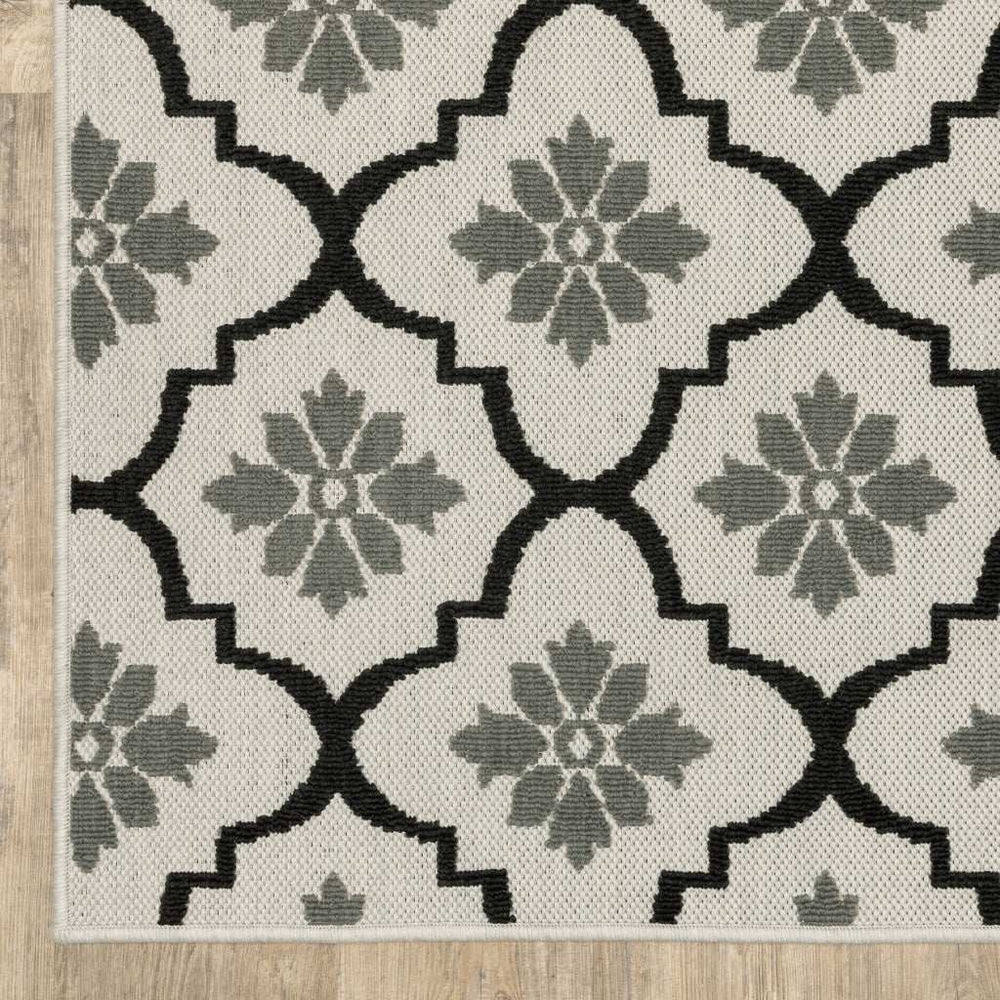 2' X 7' Beige and Black Geometric Stain Resistant Indoor Outdoor Area Rug - Homeroots - Flyclothing LLC