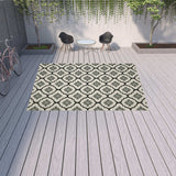 10' X 13' Beige and Black Geometric Stain Resistant Indoor Outdoor Area Rug - Homeroots - Flyclothing LLC
