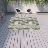 10' X 13' Beige Floral Stain Resistant Indoor Outdoor Area Rug - Homeroots - Flyclothing LLC