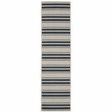 2' X 7' Blue and Beige Geometric Stain Resistant Indoor Outdoor Area Rug - Homeroots - Flyclothing LLC