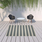 7' X 9' Blue and Beige Geometric Stain Resistant Indoor Outdoor Area Rug - Homeroots - Flyclothing LLC