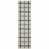 2' X 7' Blue and Beige Geometric Stain Resistant Indoor Outdoor Area Rug - Homeroots - Flyclothing LLC