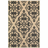 2' X 3' Beige and Black Oriental Stain Resistant Indoor Outdoor Area Rug - Homeroots - Flyclothing LLC