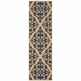 2' X 8' Beige and Black Oriental Stain Resistant Indoor Outdoor Area Rug - Homeroots - Flyclothing LLC