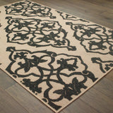 5' X 8' Beige and Black Medallion Stain Resistant Indoor Outdoor Area Rug - Homeroots - Flyclothing LLC