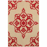 7' X 10' Red Oriental Stain Resistant Indoor Outdoor Area Rug - Homeroots - Flyclothing LLC