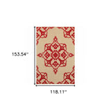 10' X 13' Red Oriental Stain Resistant Indoor Outdoor Area Rug - Homeroots - Flyclothing LLC