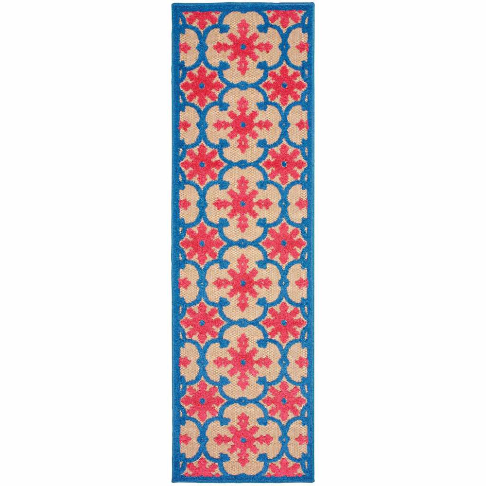 2' X 8' Blue and Beige Oriental Stain Resistant Indoor Outdoor Area Rug - Homeroots - Flyclothing LLC