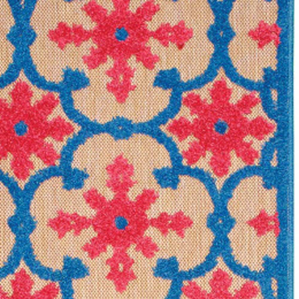 2' X 8' Blue and Beige Oriental Stain Resistant Indoor Outdoor Area Rug - Homeroots - Flyclothing LLC