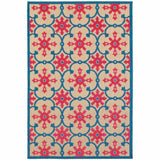 4' X 5' Blue and Beige Oriental Stain Resistant Indoor Outdoor Area Rug - Homeroots - Flyclothing LLC